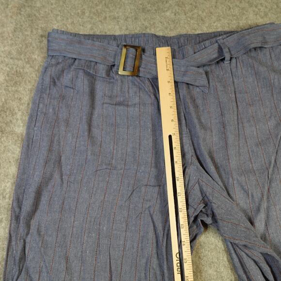 J. Jill Pants Womens Large Linen Stretch Wide Leg Crop Beachy Lagenlook Belted - Picture 3 of 10